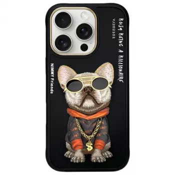 Nimmy puzdro pre iPhone 16 Pro Max 6,9 palca čierna Glasses Cool Dog