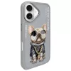 Nimmy ochranné puzdro pre Apple iPhone 16 6,1 palca sivá Glasses Cool Dog
