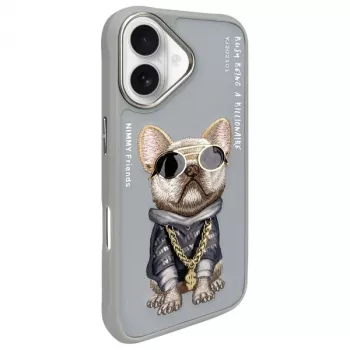 Nimmy ochranné puzdro pre Apple iPhone 16 6,1 palca sivá Glasses Cool Dog