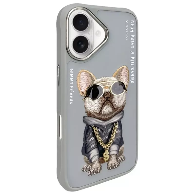 Nimmy ochranné puzdro pre Apple iPhone 16 6,1 palca sivá Glasses Cool Dog
