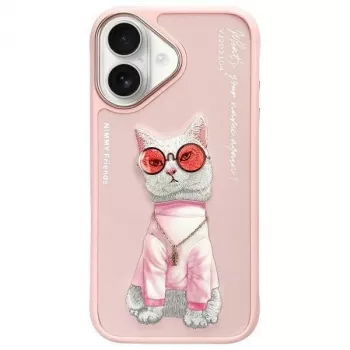 Nimmy puzdro pre Apple iPhone 16 6,1 palca ružová Glasses Cool Cat