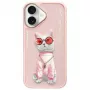 Nimmy puzdro pre Apple iPhone 16 6,1 palca ružová Glasses Cool Cat