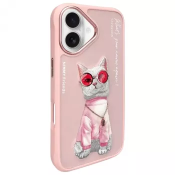 Nimmy puzdro pre Apple iPhone 16 6,1 palca ružová Glasses Cool Cat