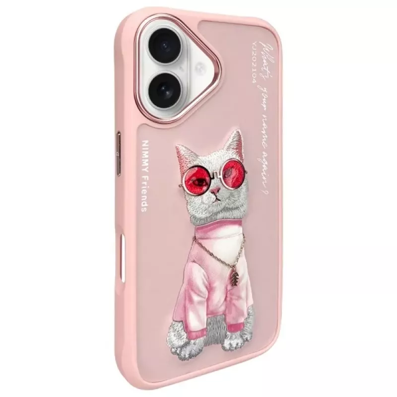 Nimmy puzdro pre Apple iPhone 16 6,1 palca ružová Glasses Cool Cat