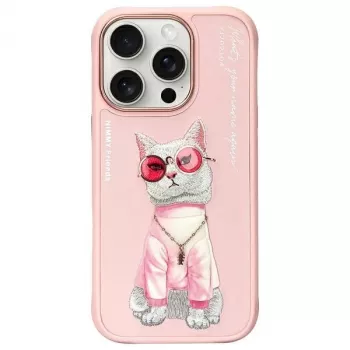 Nimmy puzdro pre iPhone 16 Pro 6,3 palca ružová Glasses Cool Cat