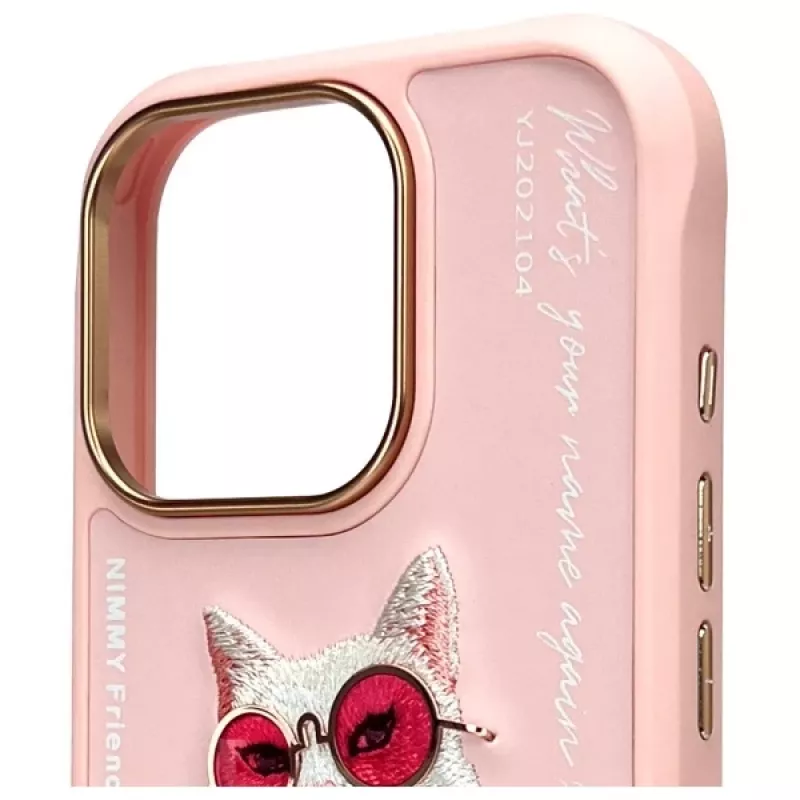 Nimmy puzdro pre iPhone 16 Pro 6,3 palca ružová Glasses Cool Cat