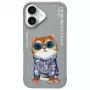 Nimmy puzdro pre iPhone 16 6,1 palca sivá Glasses Cool Cat