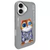 Nimmy puzdro pre iPhone 16 6,1 palca sivá Glasses Cool Cat