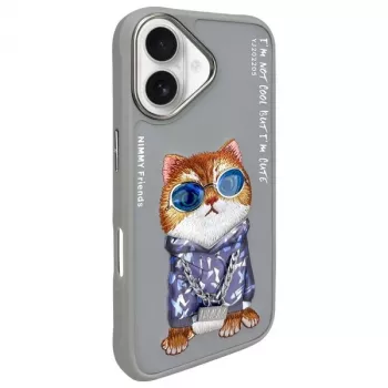 Nimmy puzdro pre iPhone 16 6,1 palca sivá Glasses Cool Cat