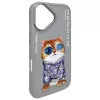 Nimmy puzdro pre iPhone 16 6,1 palca sivá Glasses Cool Cat
