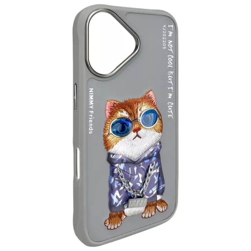 Nimmy puzdro pre iPhone 16 6,1 palca sivá Glasses Cool Cat