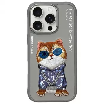 Nimmy ochranné puzdro pre Apple iPhone 16 Pro Max 6,9 palca sivá Glasses Cool Cat Graphic