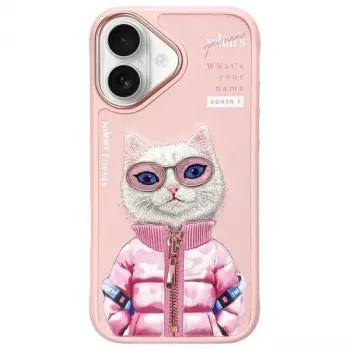 Nimmy Cool&Cute 2.0 Cat puzdro na zadnú stranu pre Apple iPhone 16 6,1 palca ružová