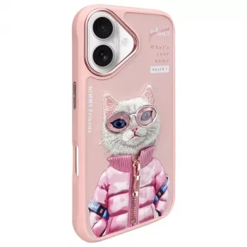 Nimmy Cool&Cute 2.0 Cat puzdro na zadnú stranu pre Apple iPhone 16 6,1 palca ružová