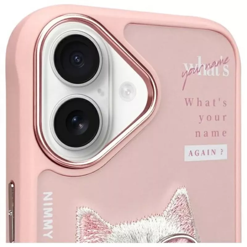 Nimmy Cool&Cute 2.0 Cat puzdro na zadnú stranu pre Apple iPhone 16 6,1 palca ružová