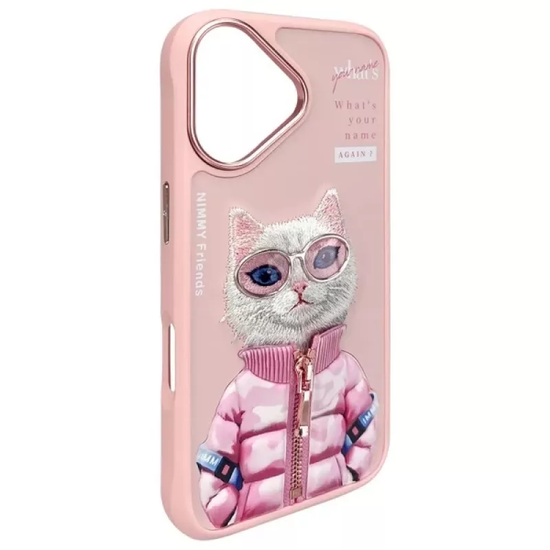 Nimmy Cool&Cute 2.0 Cat puzdro na zadnú stranu pre Apple iPhone 16 6,1 palca ružová