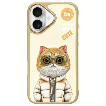 Nimmy puzdro pre iPhone 16 6,1 palca khaki Cool&Cute 2.0 Cat