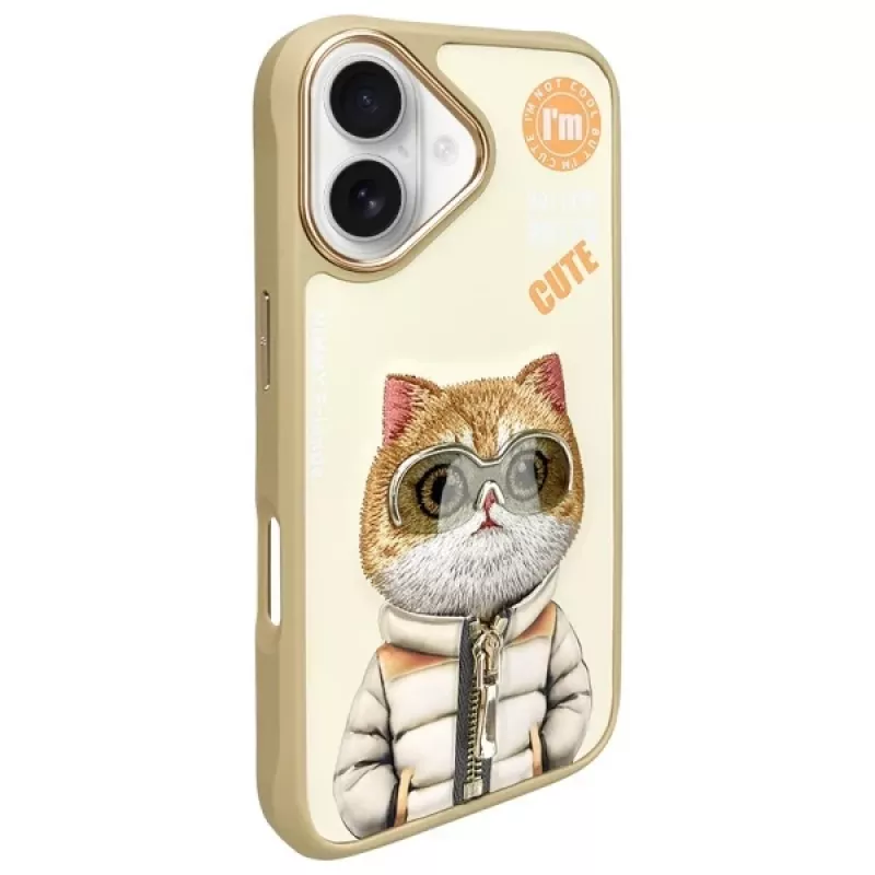 Nimmy puzdro pre iPhone 16 6,1 palca khaki Cool&Cute 2.0 Cat