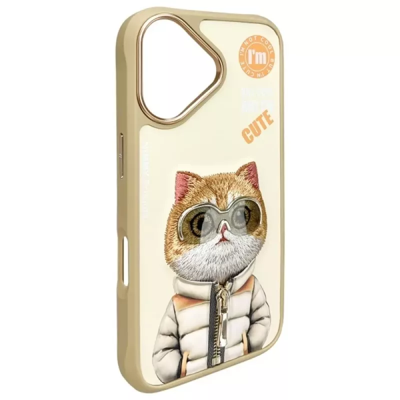 Nimmy puzdro pre iPhone 16 6,1 palca khaki Cool&Cute 2.0 Cat