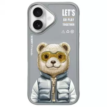 Nimmy Cool&Cute 2.0 Bear puzdro pre Apple iPhone 16 6,1 palca sivá