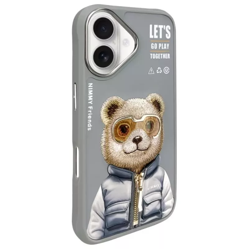 Nimmy Cool&Cute 2.0 Bear puzdro pre Apple iPhone 16 6,1 palca sivá