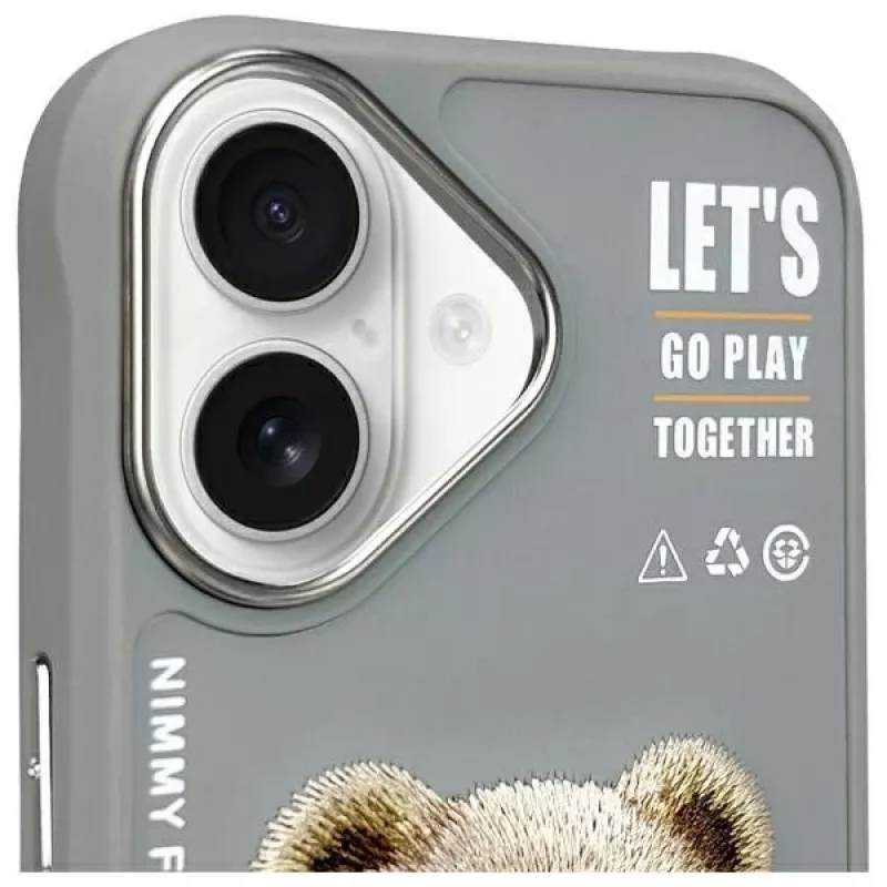 Nimmy Cool&Cute 2.0 Bear puzdro pre Apple iPhone 16 6,1 palca sivá