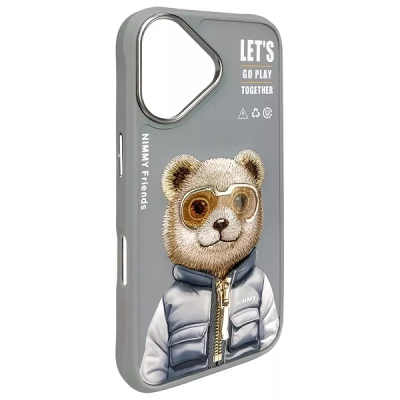Nimmy Cool&Cute 2.0 Bear puzdro pre Apple iPhone 16 6,1 palca sivá