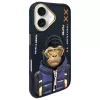 Nimmy Cool&Cute 2.0 Monkey puzdro na zadnú stranu pre Apple iPhone 16 6,1 palca - čierna