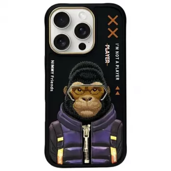 Nimmy Cool&Cute 2.0 Monkey puzdro pre iPhone 16 Pro Max 6,9 palca čierna