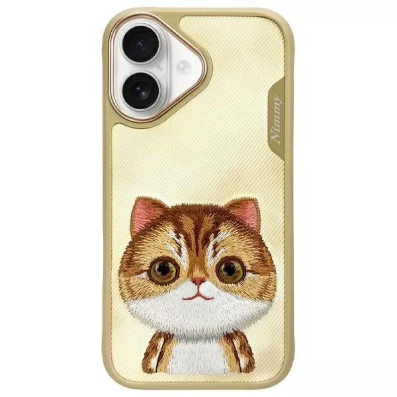 Nimmy Big Eyed Pet 2.0 Cat puzdro pre Apple iPhone 16 6,1 palca khaki