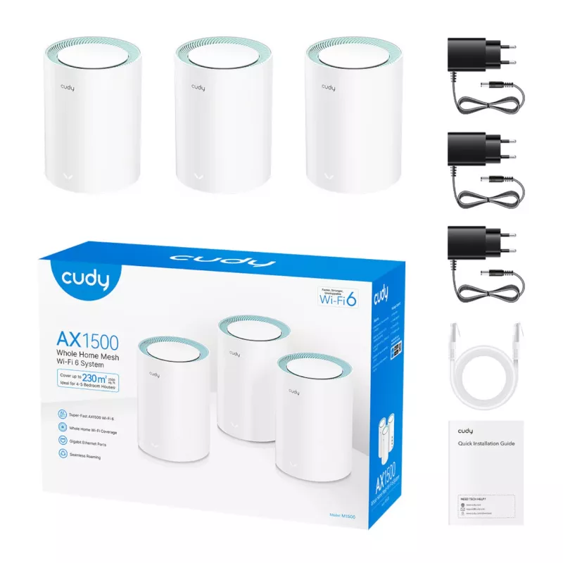 Cudy AX1500 Wi-Fi 6 Gigabit Mesh riešenie 3 balenie (M1500(3-Pack))