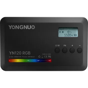 Yongnuo YN120 RGB LED videoleuchte, Bi-Color 2500K-9900K, 12W, vstavaná batéria, USB-C