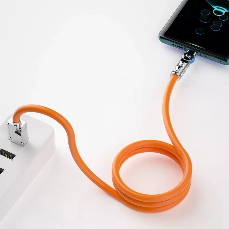 Dudao L24CC USB-C na USB-C uhlový kábel 120W 1m 180° otáčanie oranžová