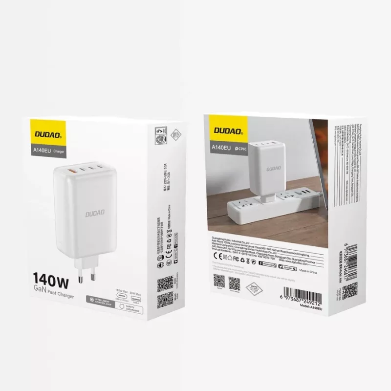 Dudao A140 140W GaN USB-C nabíjačka 3xUSB-C 1xUSB-A čierna