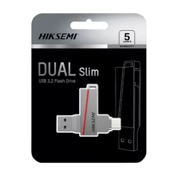 HIKSEMI CLE USB 64 GB E307C U3 Dual USB 3.2 a USB Type-C sivý