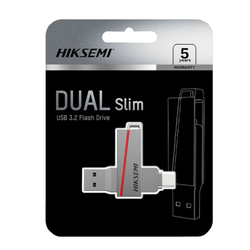 HIKSEMI CLE USB 64 GB E307C U3 Dual USB 3.2 a USB Type-C sivý