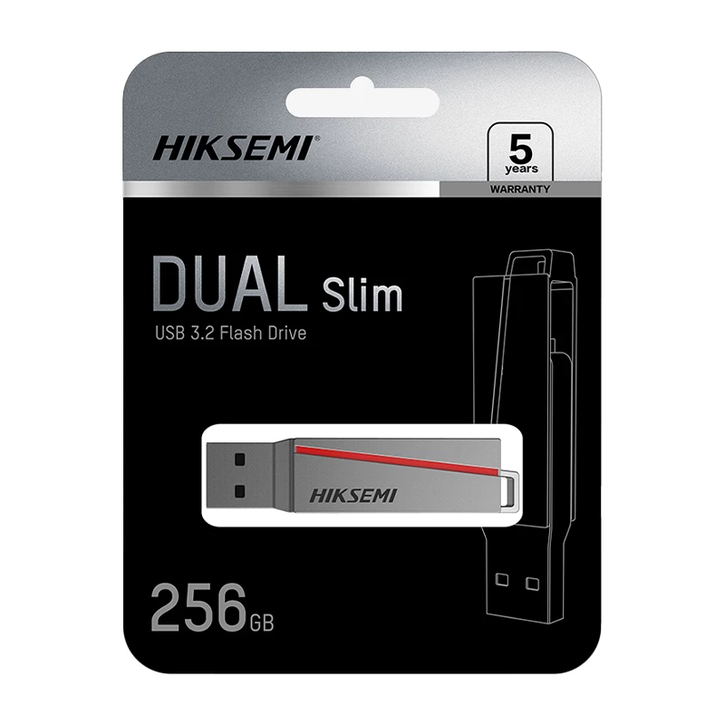 HIKSEMI CLE USB 256 GB E307C U3 Dual USB 3.2 & USB Type-C Flash Drive sivá