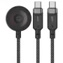 ACEFAST C6-11 3-in-1 USB-C na 2x USB-C & Qi bezdrôtový nabíjací kábel, 100W, 1,2m, čierna