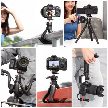 Ulanzi Claw Flexible Tripod Pro s kĺbovou pätkou a 3x 1/4 palcové skrutky pre kameru, smartfón, action cam