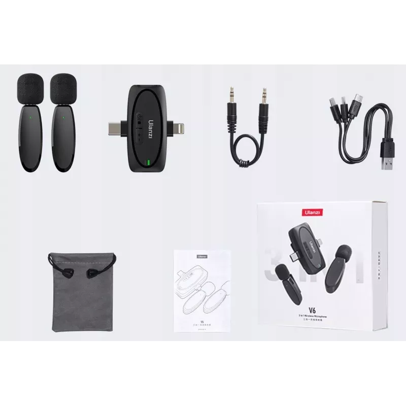 Ulanzi V6 bezdrôtová audio prenosová sada - USB-C + Lightning