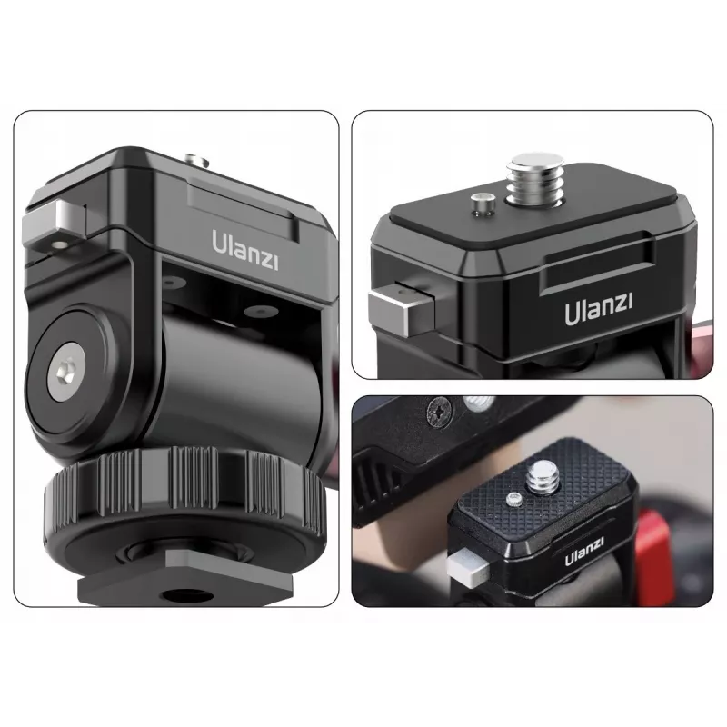ULANZI Quick CO01 3D 360° držiak monitora so skrutkou 1/4 palca, čierny