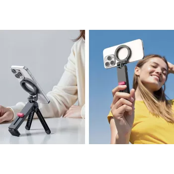 ULANZI MA88 MagSafe kovová rukoväť, stolný statív a držiak statívu pre iPhone 12/13/14/15/16 série, hliníková zliatina, 360° otočný, pätka na studené zariadenia a závit 1/4 palca-20, Space Gray