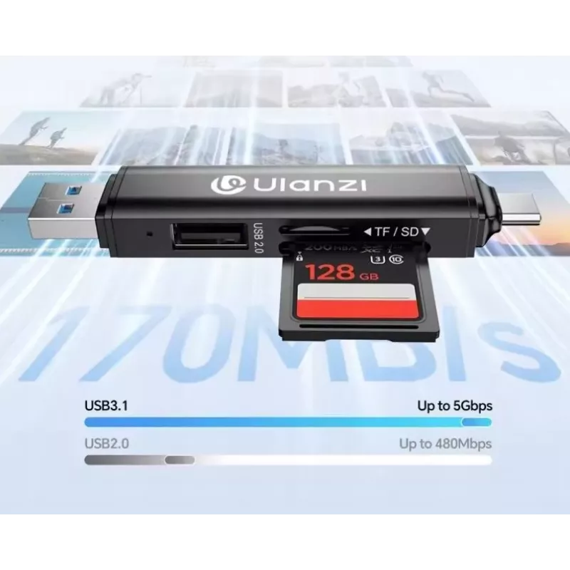 Ulanzi CR1 3-in-1 USB 3.0 / USB-C SD TF MicroSD čítačka kariet 150-200 MB/s