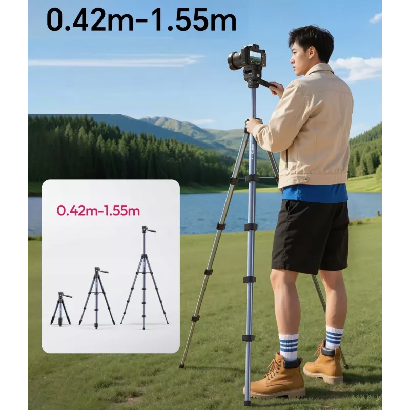 ULANZI TT39 155cm hliníkový statív s držiakom na telefón pre DSLR, bezzrkadlovky, smartfón
