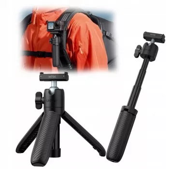 ULANZI MT66 3-in-1 mini statív selfie tyč klip na batoh pre DJI Osmo Action 5 Pro 4 3, GoPro, Insta360 - čierna