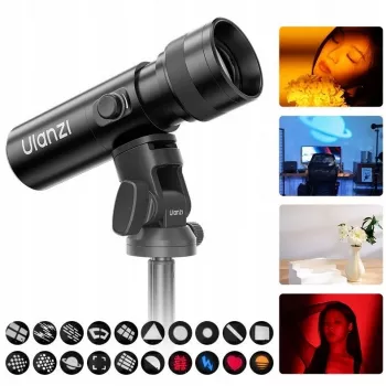 ULANZI LM01 10W LED reflektor s Gobo a farebnými filtrami, zoom a efekty