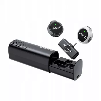 Ulanzi A21 bezdrôtový mikrofónový systém 2,4 GHz dual lavalier klip-on s USB-C prijímačom a nabíjacím puzdrom