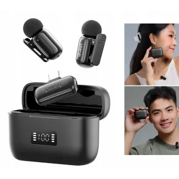 ULANZI A200 mini mic bezdrôtová lavalier mikrofónová sada - 2 vysielače, USB-C, dosah 100m, čierna