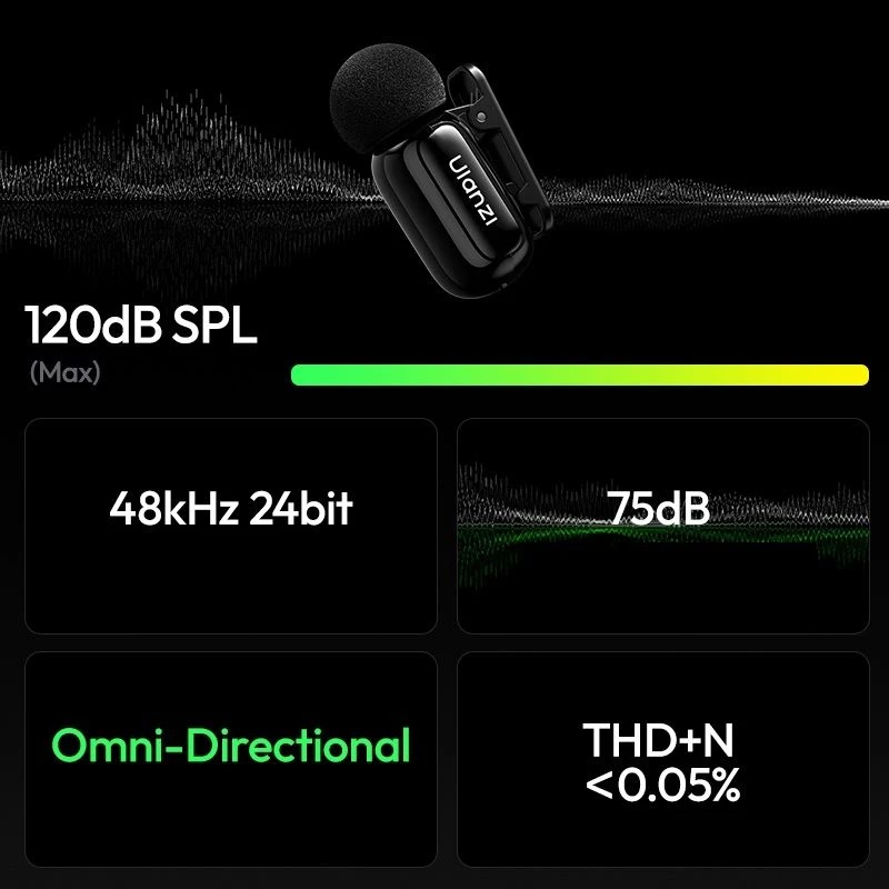 ULANZI A200 mini mic bezdrôtová lavalier mikrofónová sada - 2 vysielače, USB-C, dosah 100m, čierna