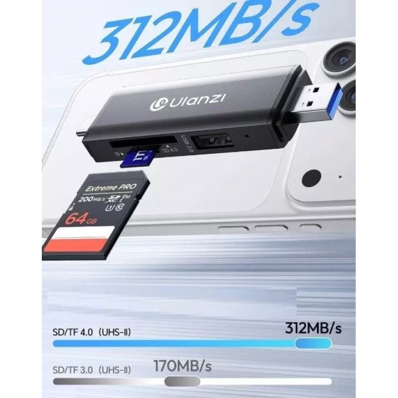 ULANZI CR3 3-in-1 SD/MicroSD/USB čítačka kariet s USB-C a USB-A portami